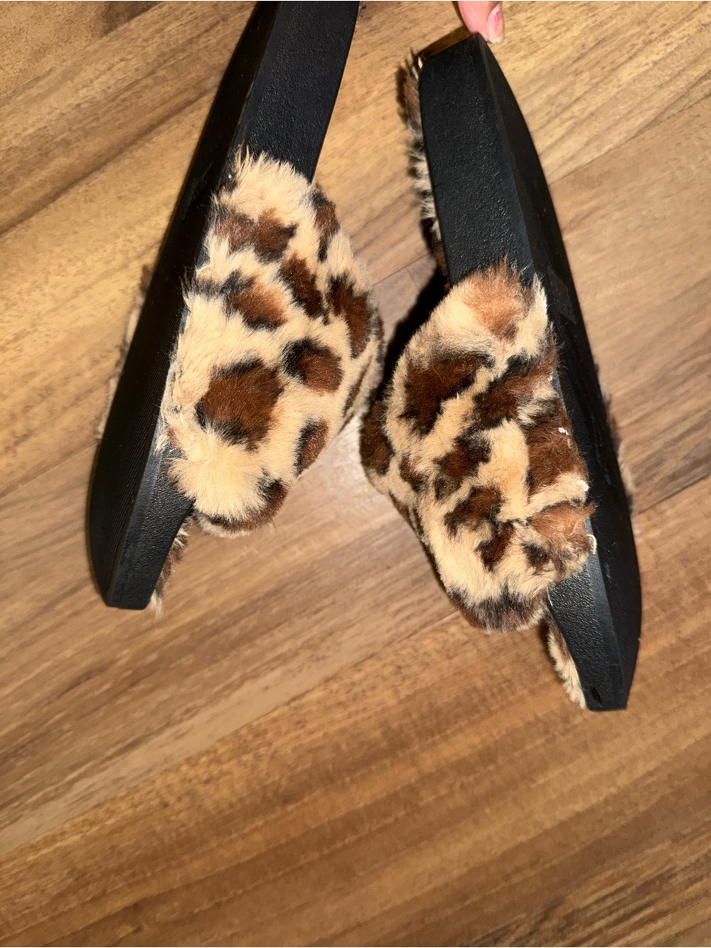 Steve Madden Leopard Print Faux Fur Slide Sandals - Brown Tan Black - Picture 4 of 10